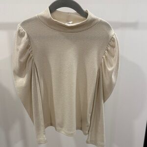 Baby Gap Cream and Gold Ribbed Long Sleeve Top girls size 5